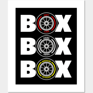 Box Box Box F1 Pitstop design - White Text Posters and Art